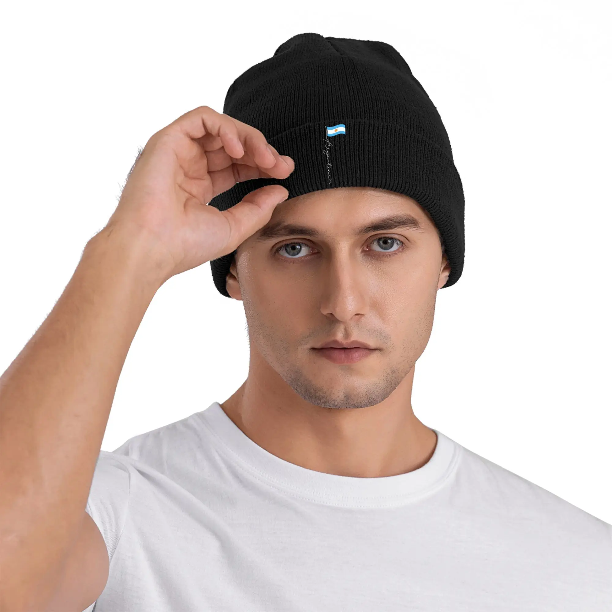Argentina Signature Flag Argentinian Knitted Caps for Women Men Skullies Beanies Winter Hats  Crochet Melon Cap