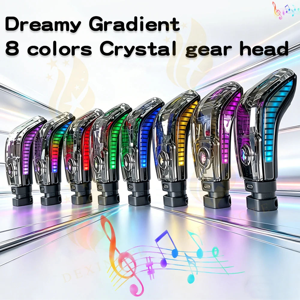 

For Hyundai For Kia 7 Color Gradient Dynamic Running Light General Gear Shift Knob Crystal with LED lamp Handle gear shift lever