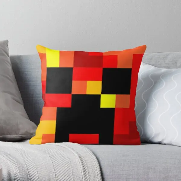 A Face Pixel Fire Skin Art  Printing Throw Pillow Cover Case Fashion Anime Comfort Cushion Square Pillows not include One Side