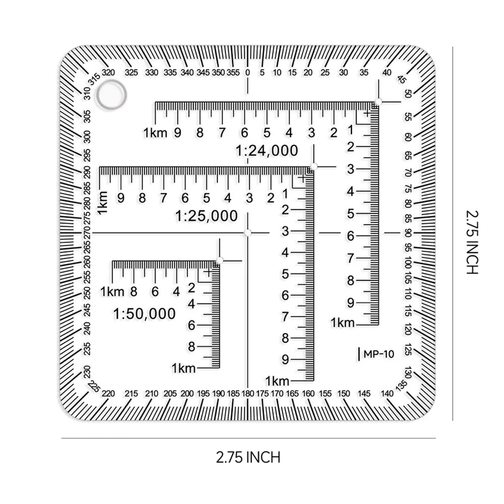 Pocket Grid Map Protractor Coordinate Scale Protractor 1:24000 1:25000 1:50000 For School Learning Coordinates Map Reading