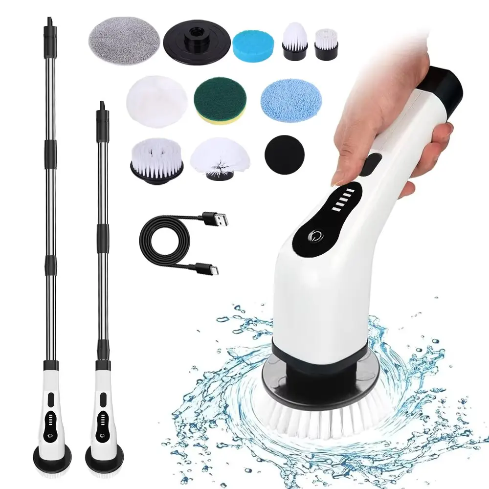 9-in-1 Wireless Rotating Electric Cleaning Brush - Household Multi-scene Scrubber for Bathroom, Kitchen & Toilet Deep Cleaning