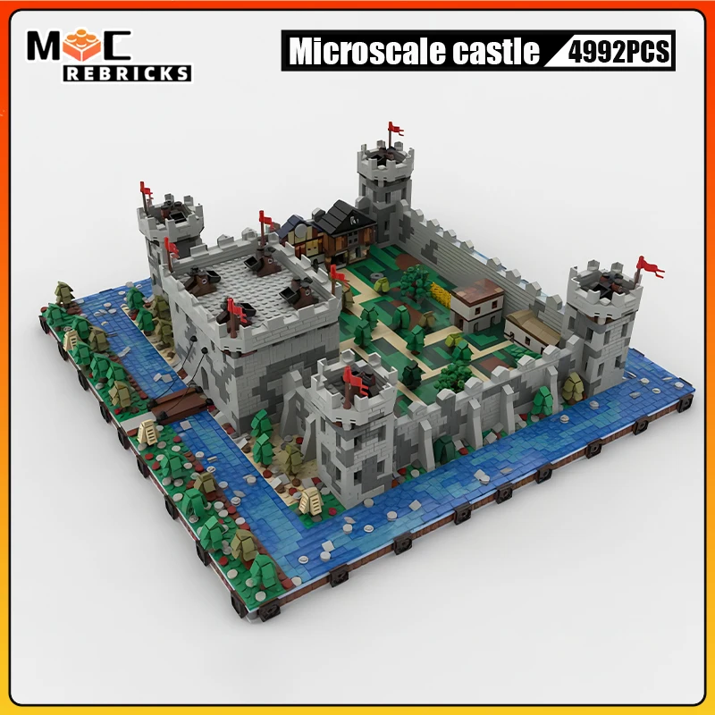 

MOC Urban Street View Retro Microscale Castle Diorama Architecture DIY Technology Building Blocks Model Kid's Bricks Toys Gifts