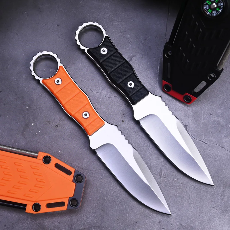 Outdoor Steel High hardness Straight knife Wilderness exploration Self Defense Jungle Hunting and Fishing Tactical Pocket Knives