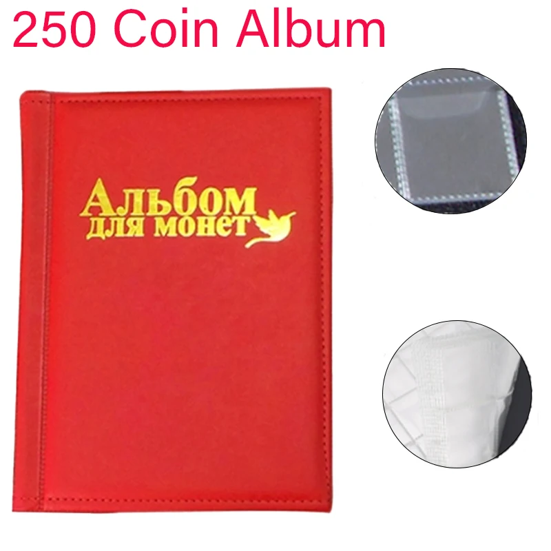 250Coin Embedded Flipbook Stamp Collector Storage Book Coin Collector Book Stamps Coin Collector Flipbook Storage Binder Russian