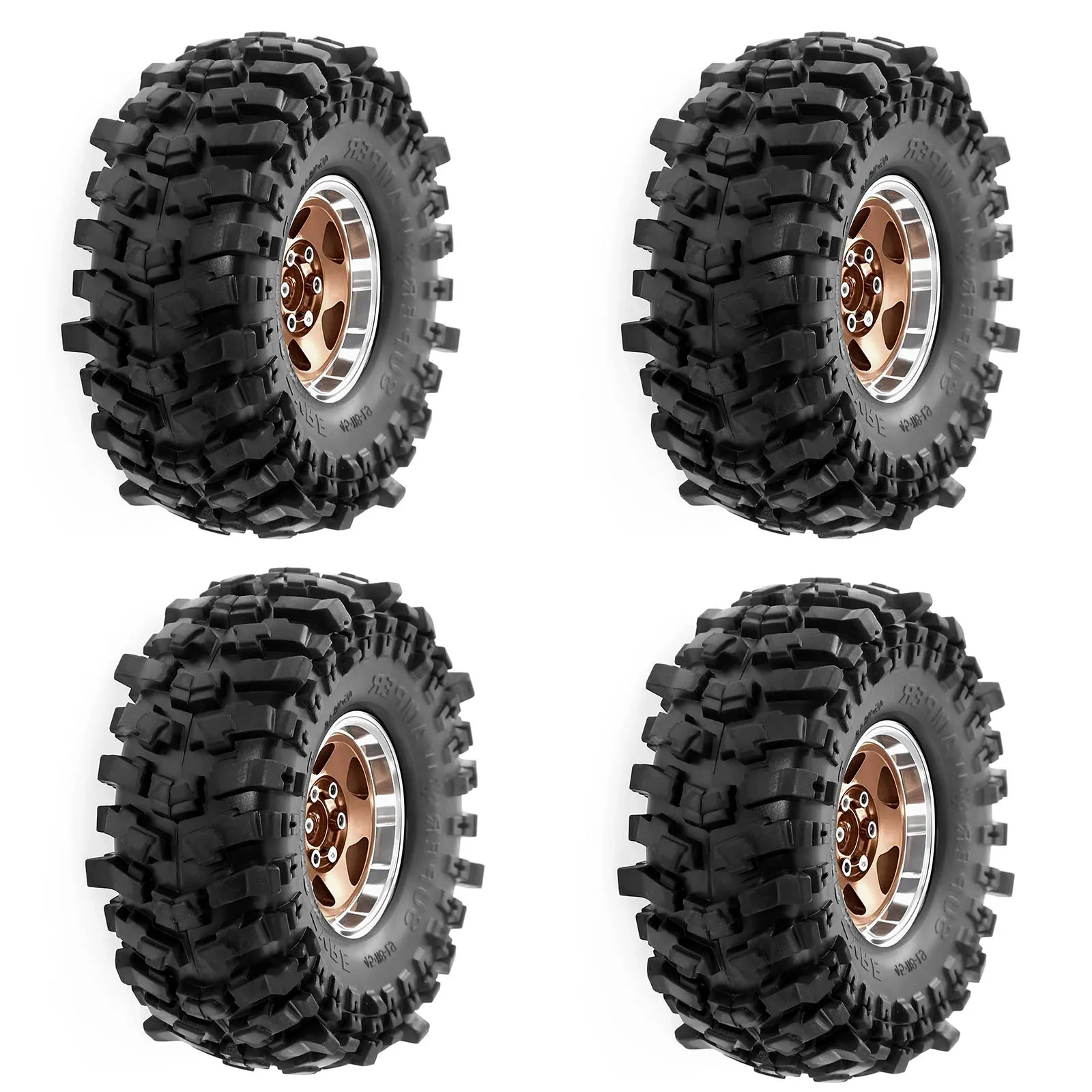 

1.9 Inch Beadlock Wheels & Tires Set for TRX4 SCX10 II TRX6 D90, 12mm Hex RC Crawler Rims Black, Compatible with AXI03007