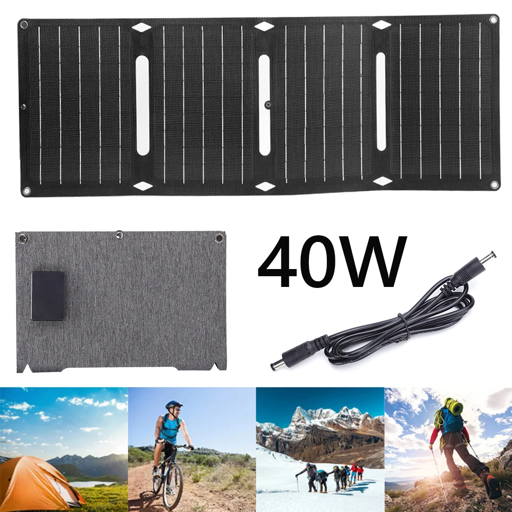 BUHESHUI 60W ETFE Bảng Điều Khiển Năng Lượng Mặt Trời + Tặng Đôi USB5V & 12V DC Đầu Ra Sạc Pin Sạc Di Động Năng Lượng Mặt Trời chống Thấm Nước