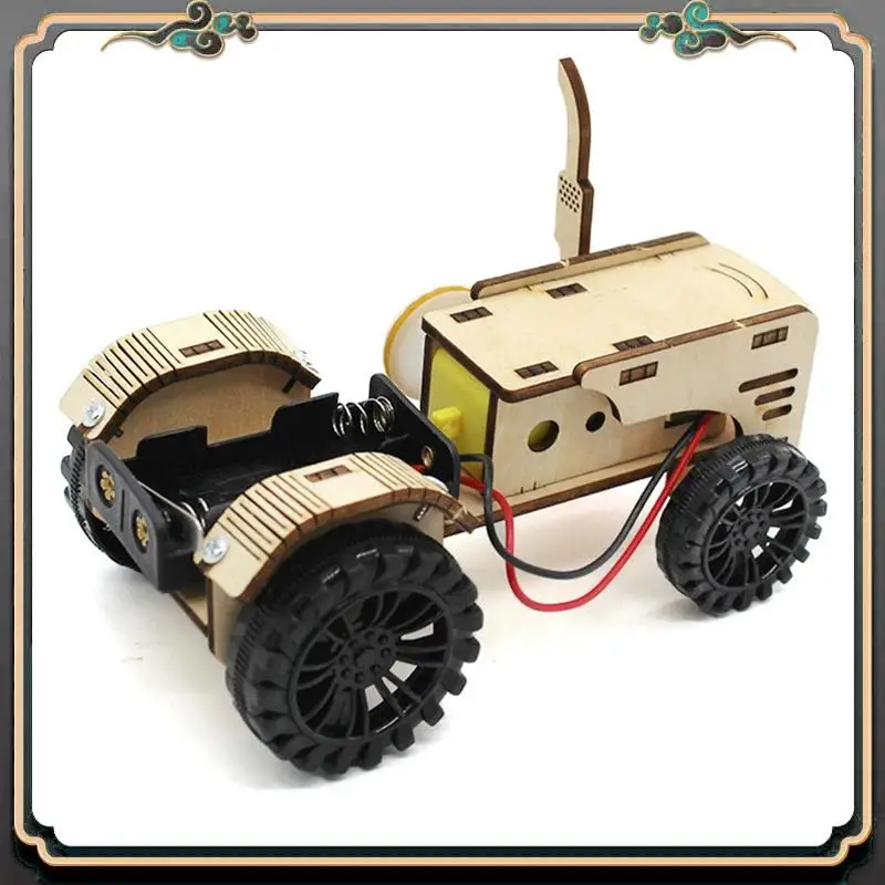 ASMA-DIY Wooden Tractor Car DIY Model Teaching Learning Stem Project Kit Wooden Tractor Car 1Set