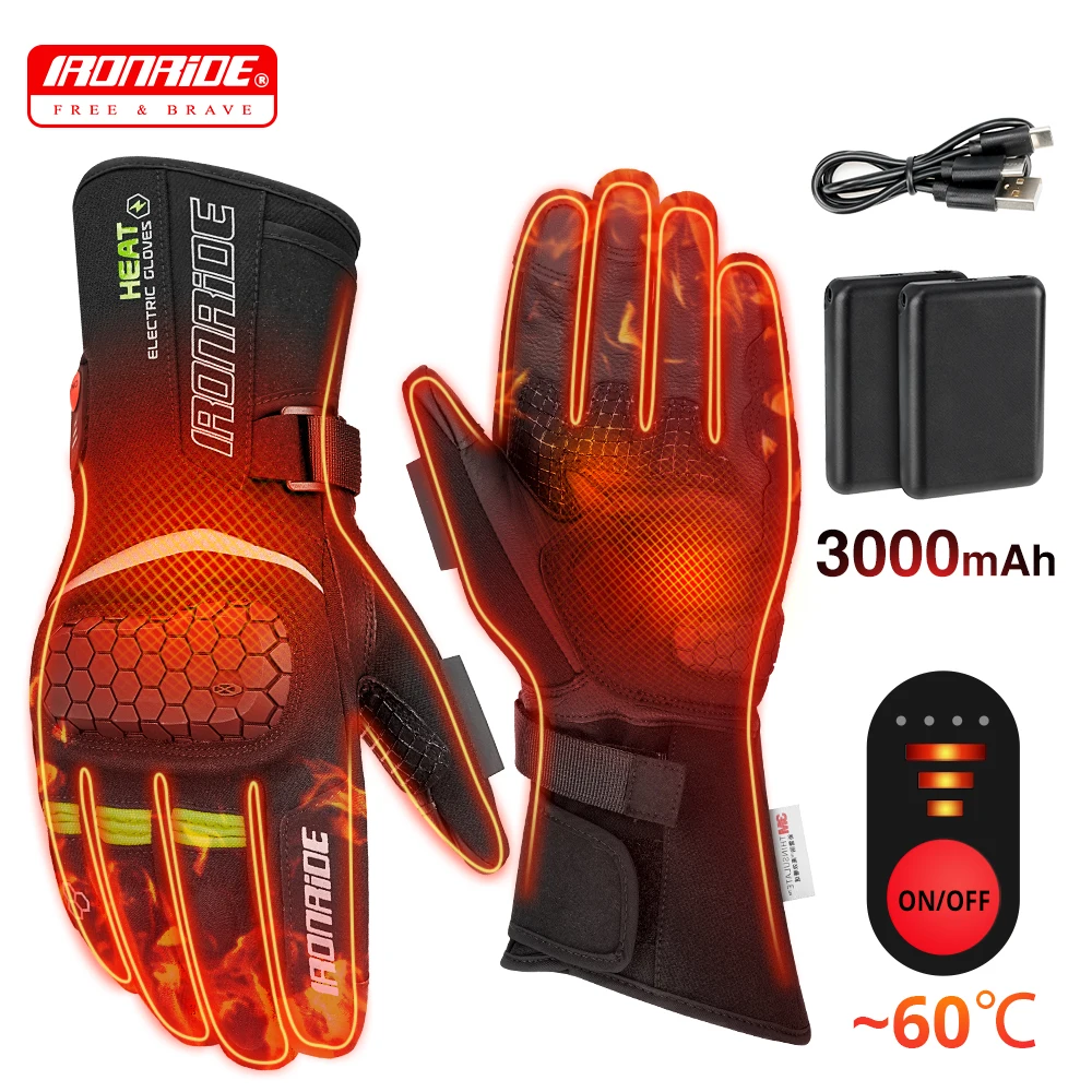 

Winter Motorcycle Moto Heated Gloves Warm Waterproof Heated Gloves Rechargeable Heating Thermal Gloves