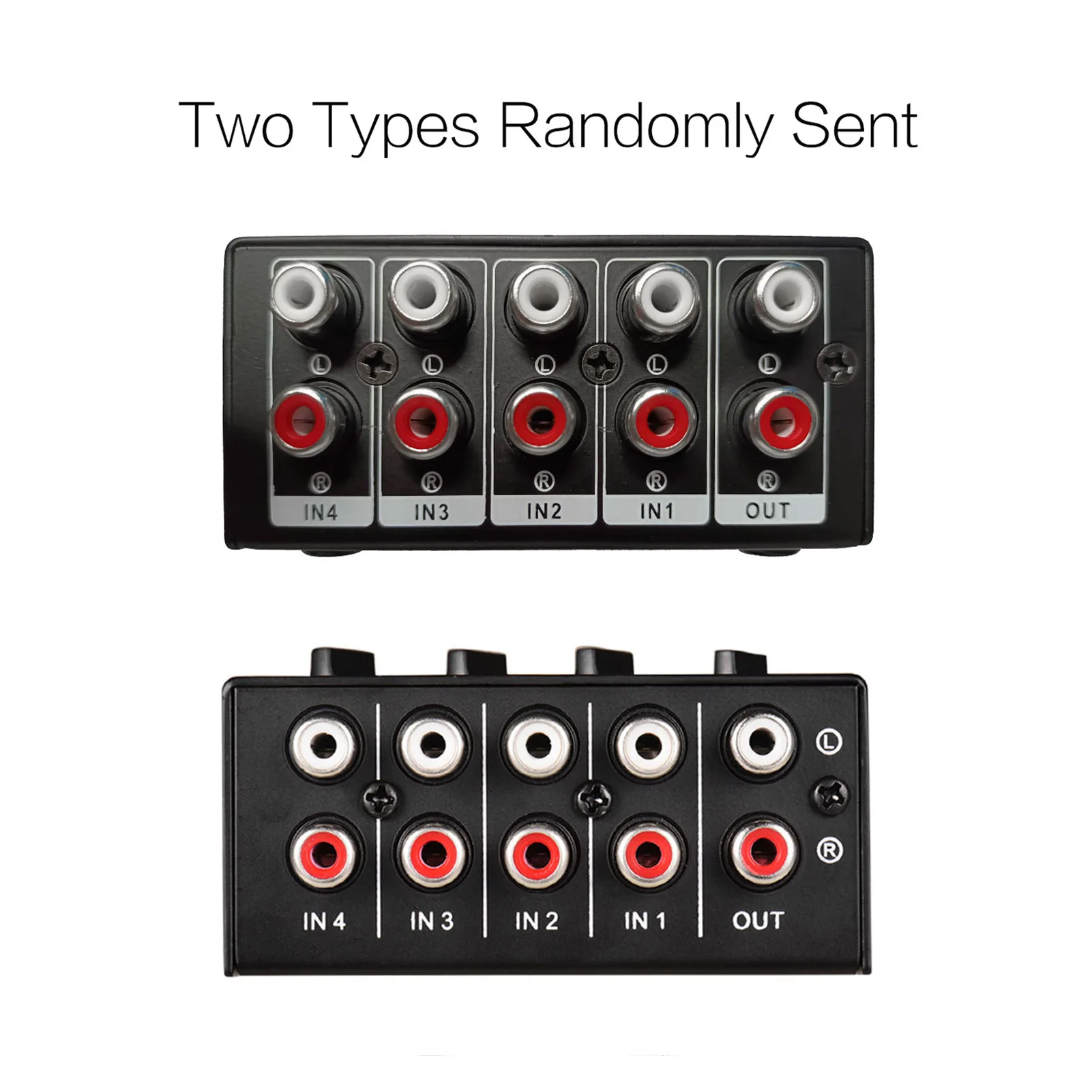 Mini Stereo Mixer Audio, 4-Channel RCA entradas, controles de volume separados, Full Metal Shell