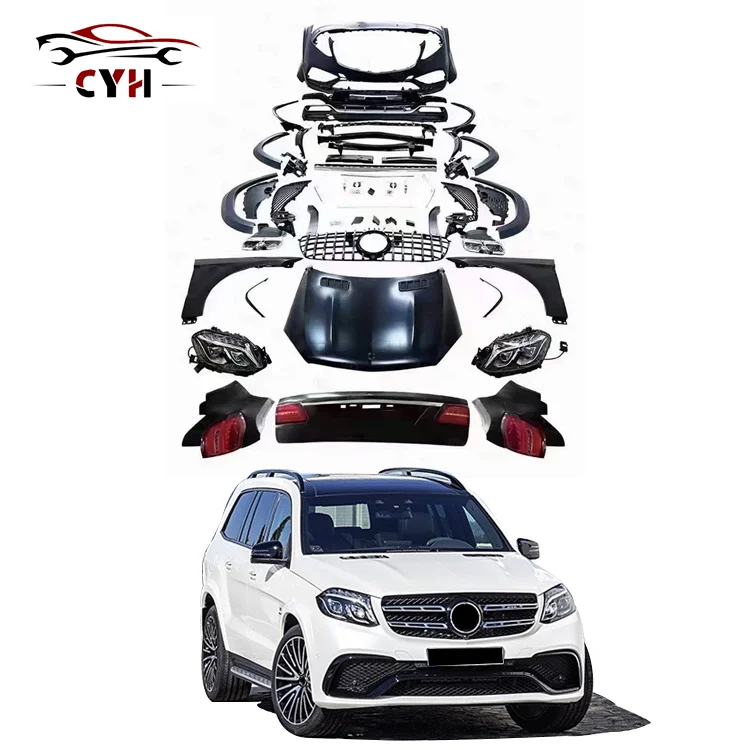 GL X164 upgrade body kit front and rear bumper fender hood for Benz GLX164 upgrade GLS63 body kit