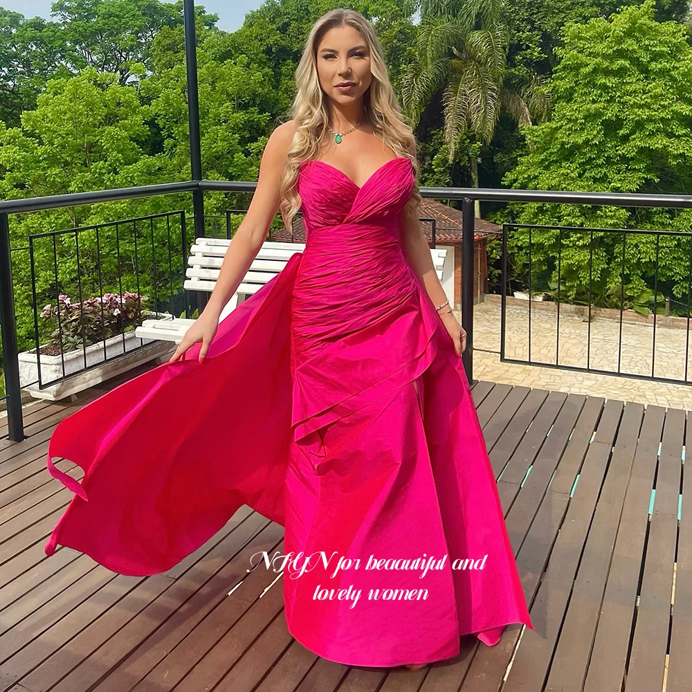 

NFYN Sweetheart Prom Dress A Line Party Dress with Pleats Fuchsia Evening Dress for Women حزب فساتين Customiz