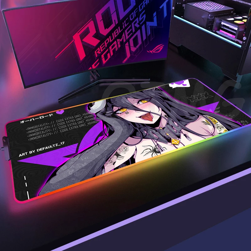 Sexy GirlLED Gaming Mousepads Large Backlight Desk Mat Non-Slip Gamer Mousepad Locking Edge RGB Mouse Pad Luminous Mouse Mat