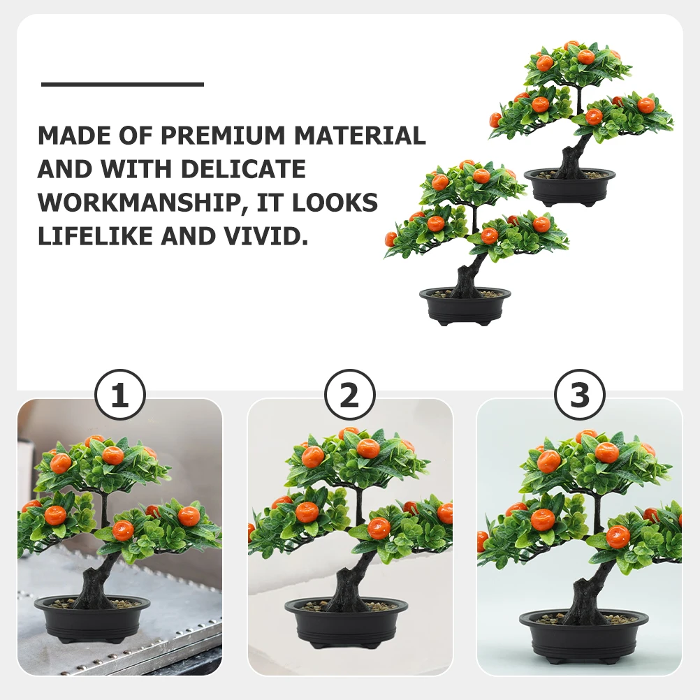 

2Pcs Artificial Fruit Tree Decoration Bonsai Plants Indoor Office Fake Green Decor Lifelike Premium Material Plant naments Home