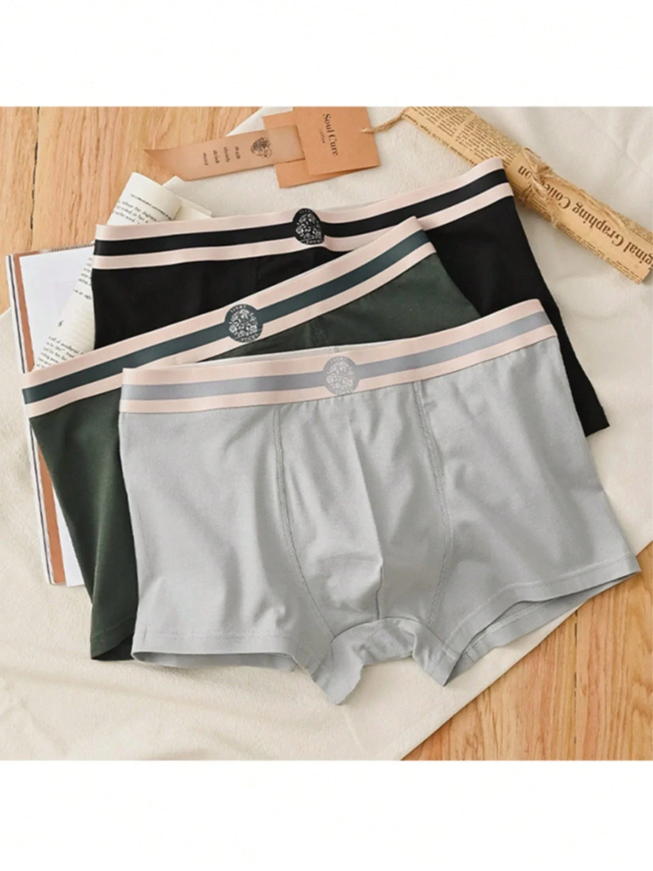 

6 шт. однотонных мужских хлопковых трусов-боксеров с удобной эластичной резинкой на поясе