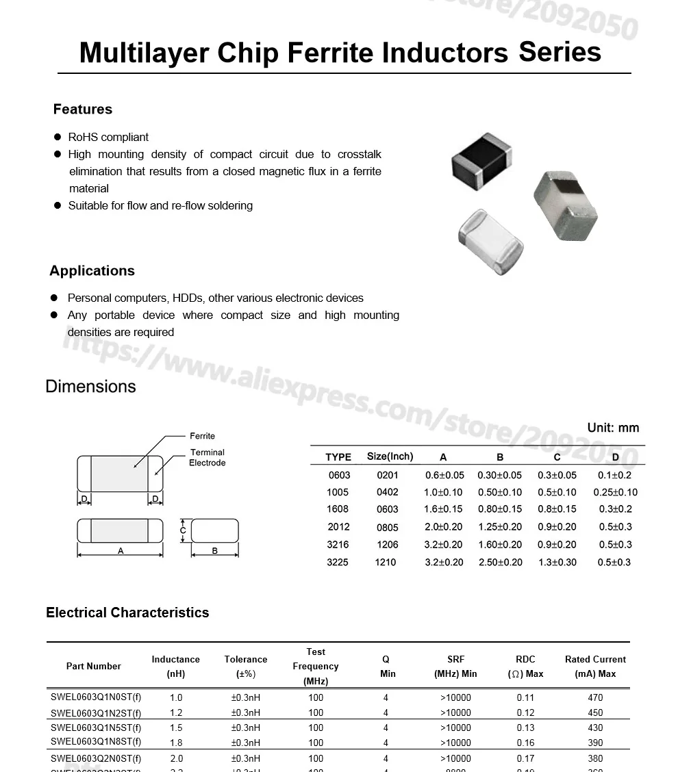 JASNPROSMA 0201 0603 15000PCS SMD 다층 고주파 인덕터 5% 6.8NH 7.5NH 8.2NH 9.1NH 10NH 12NH 새로운 고품질