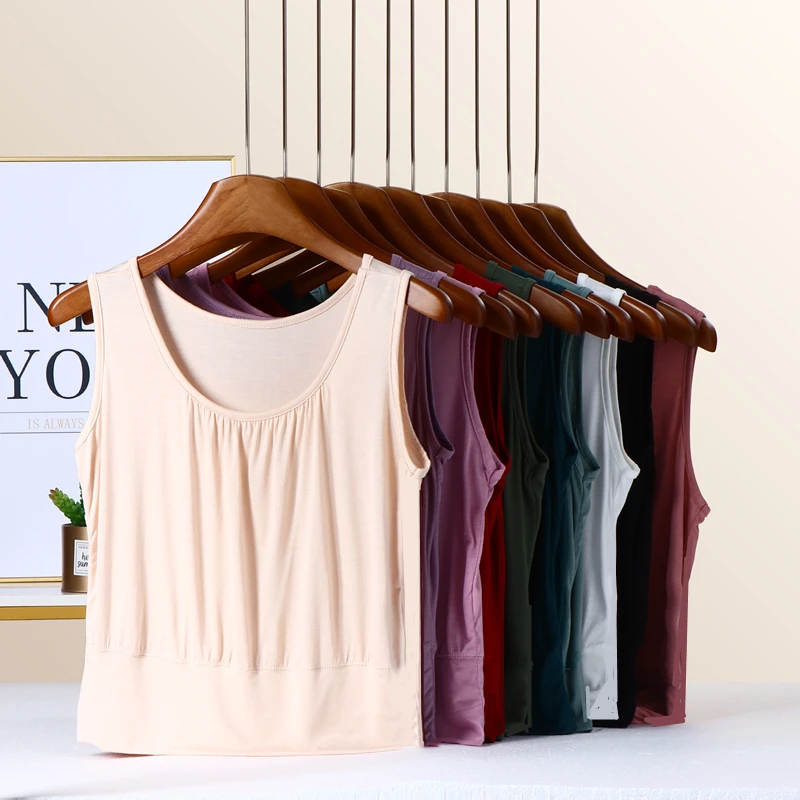 Modale Short Tank Top Thin Wide Waist Wrap Chest Anti Exposure Suitable for Middle-Aged Women Commute Style  Color
