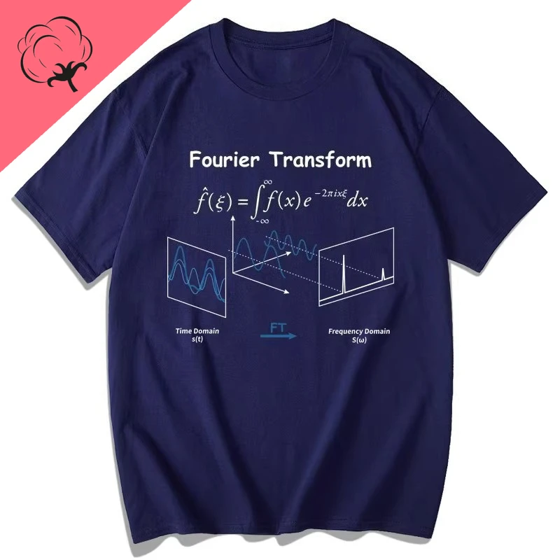 Fourier Transform Formula Bedrucktes kurzärmeliges Polytechnisches Streetwear-Kleid aus reiner Baumwolle Lässiges Baumwoll-T-Shirt Ropa Hombre