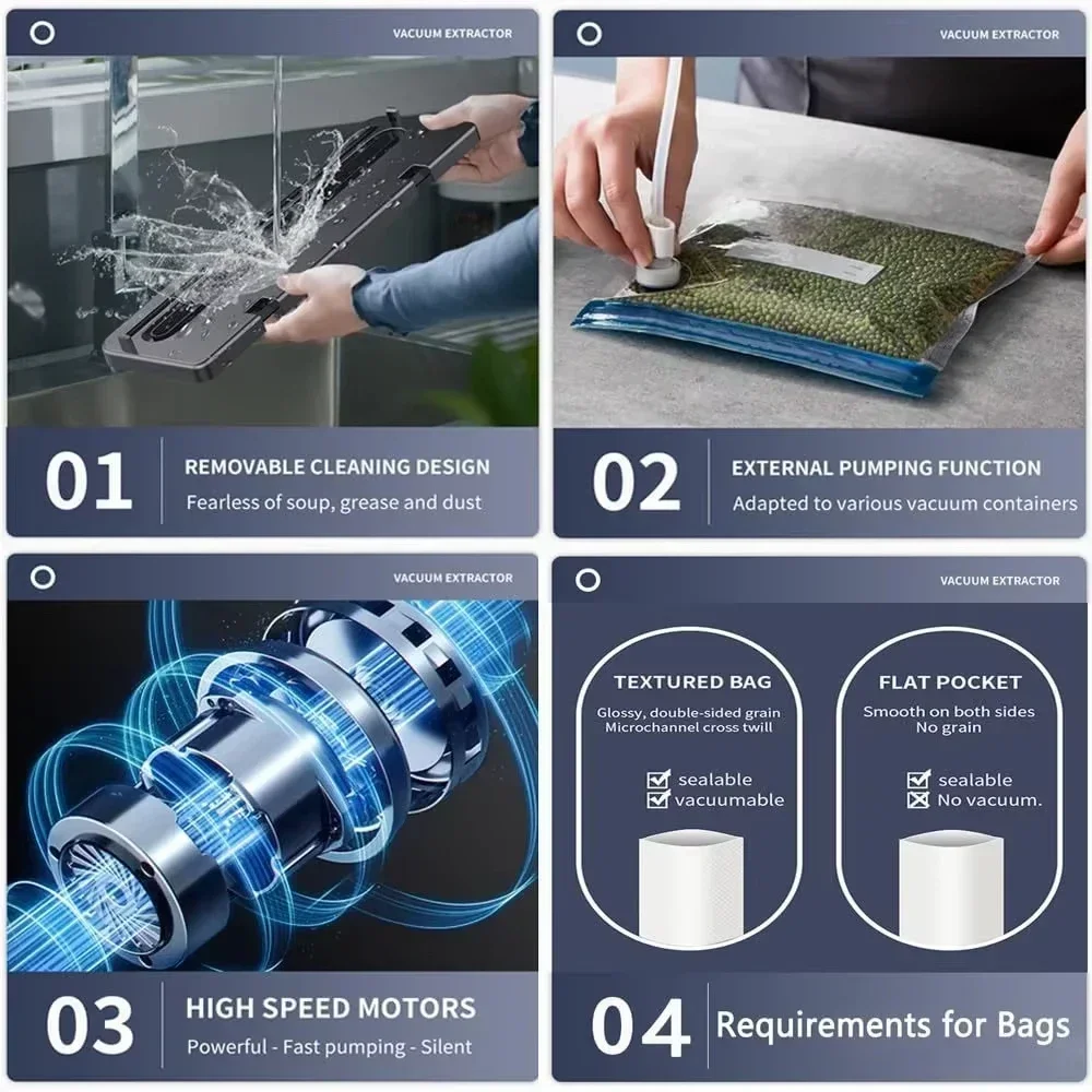 Vacuum Sealer Automatic Sealing Opening Dual-Use Food Compression Freshness Package Small Machine Household Desktop