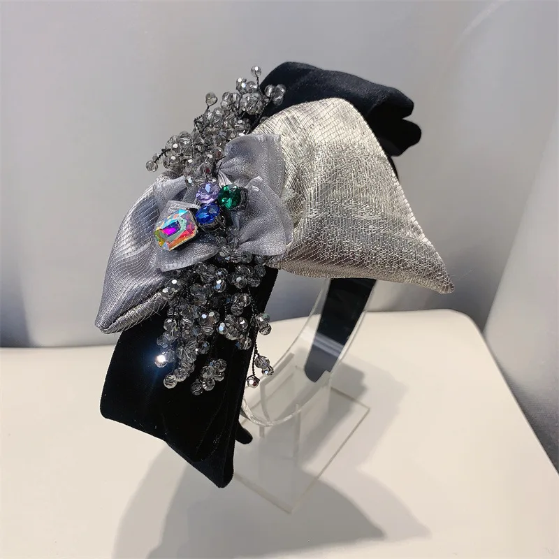 Velvet Oversized Bow Hair Band for Women Girls Black Elegant Hairpins Vintage High-end Headband Prom Party Hair Accessory Winter