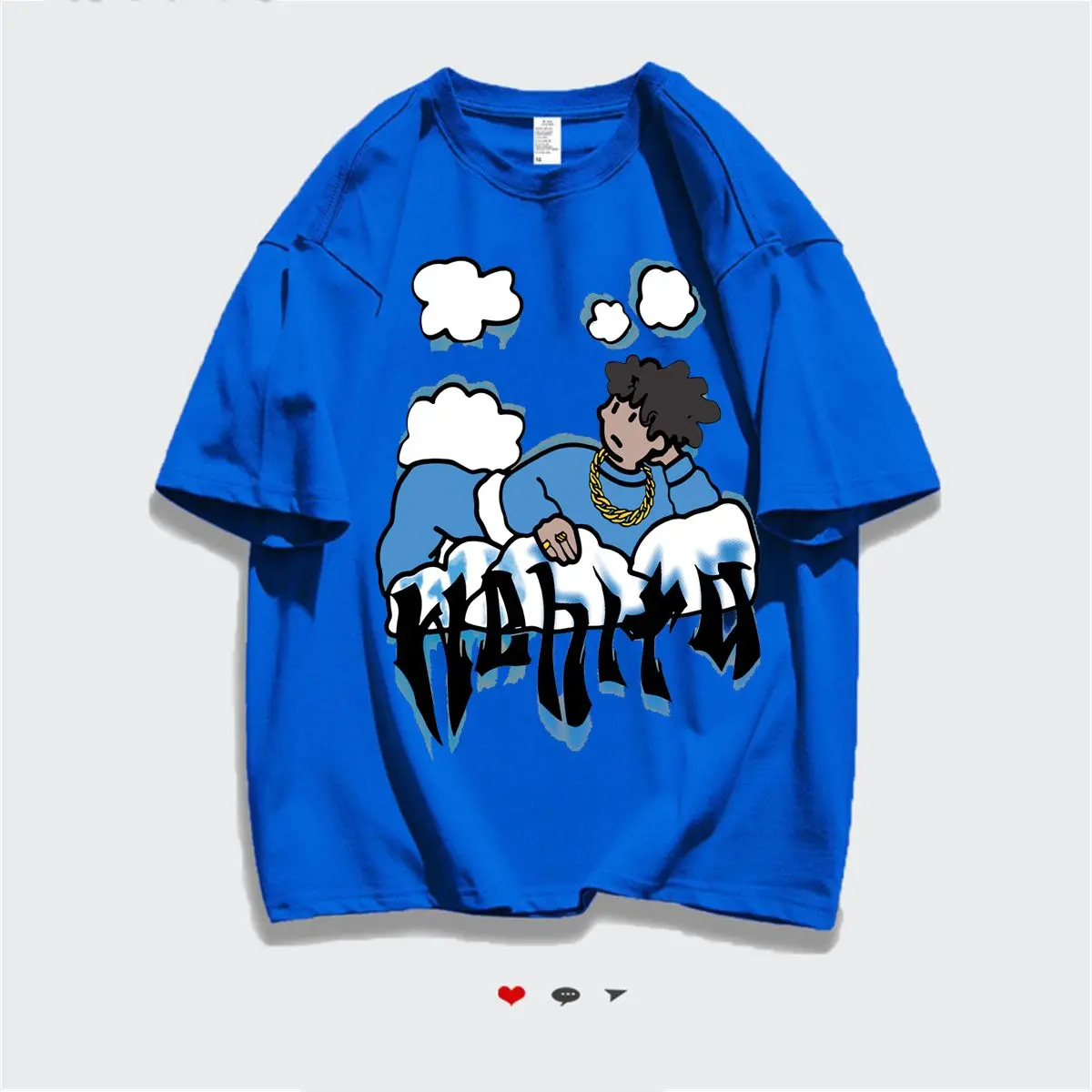 Harajuku Wolken Anime Jongen Print High Street T Shirts Mannen Cool Hip Hop Oversized T-shirt Losse Toevallige 100% Katoen zomer Y2K Tops