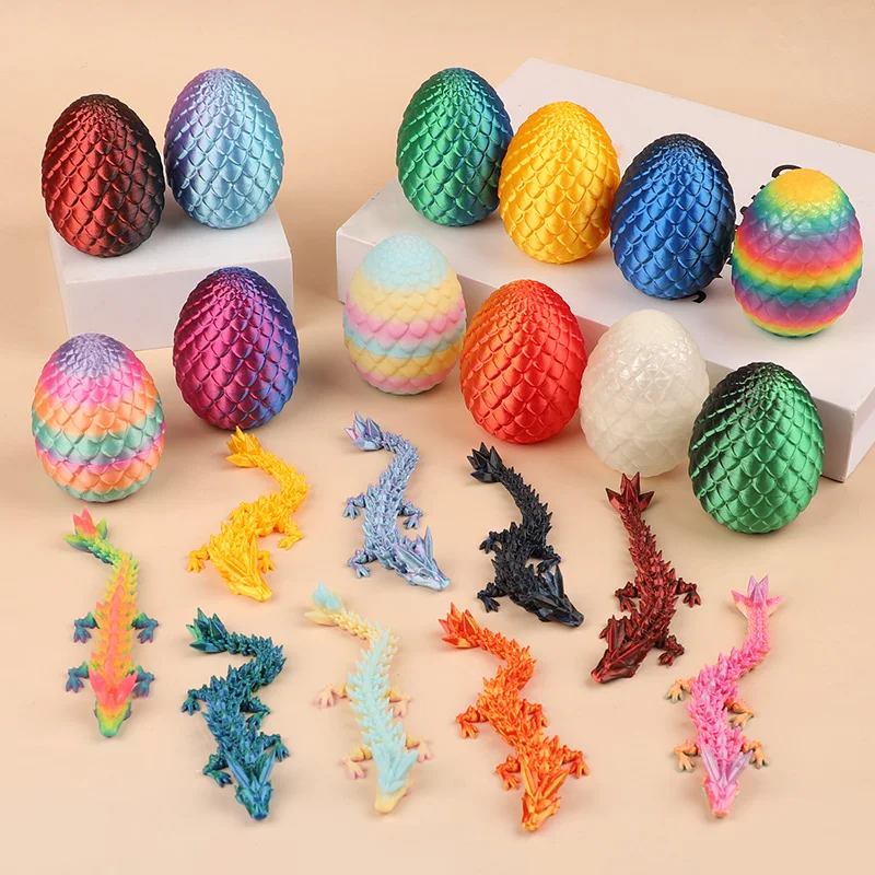 

12Pcs 3D Printed Dragon Egg with Movable Dragon Modle Easter Gift Home Desktop Ornament Kids Birthday Party Favors Pinata Filler