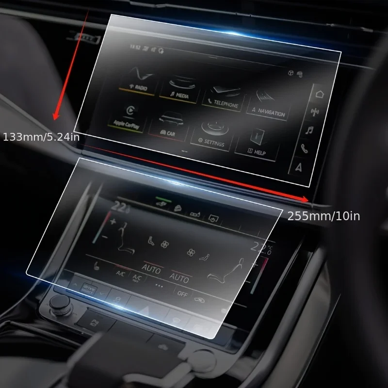 Car Tempered Glass Screen Protector for Audi Q7 Q8 E Tron 2019-2025 HD Clarity Scratch Resistant Touchscreen Cover Film 25.65cm