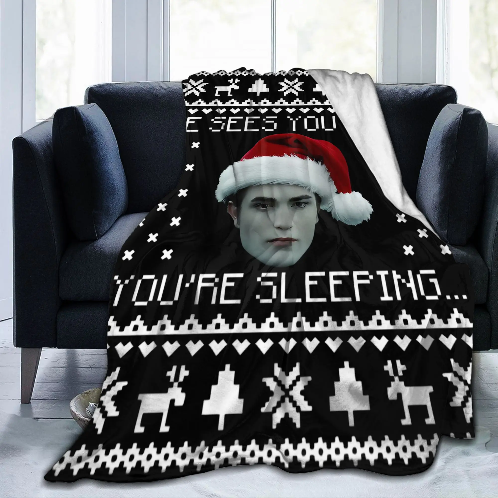 Twilights Vampire Edward Cullen Knitted Blanket Sleeping Christmas Flannel Bedding Throw Blanket Couch Soft Warm Gift Breathable