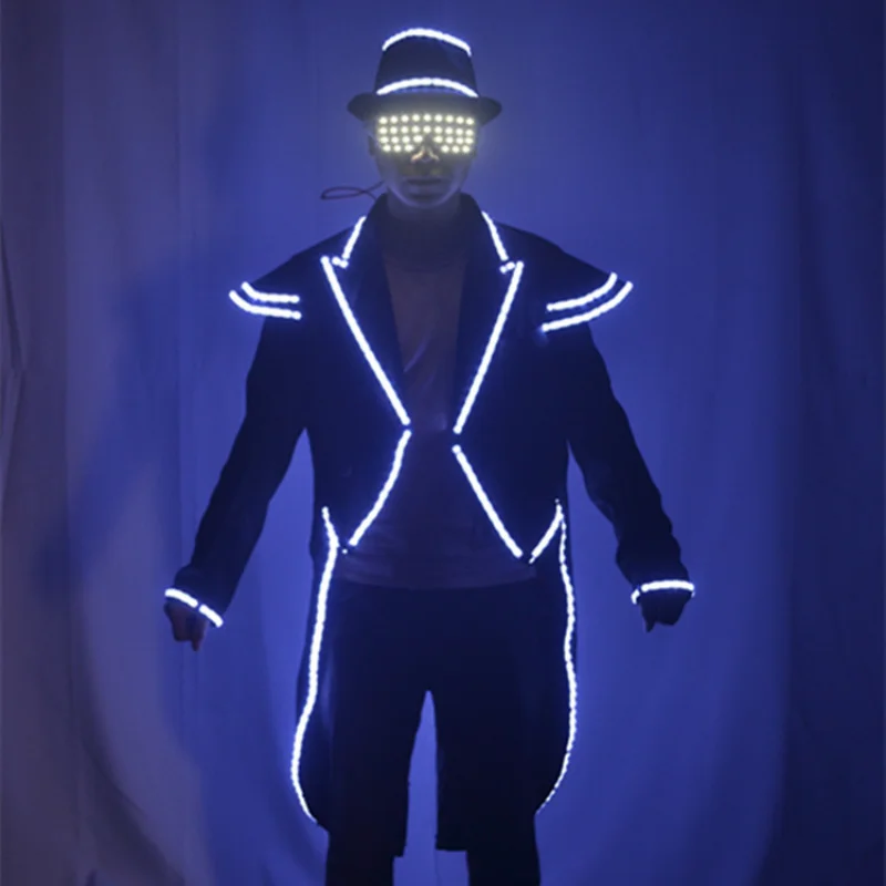 

LED Tuxedo Suit for Men Luminous Party Performance Stage Costume Rave Outfit Circus Carnival Festival Glowing Clothes Show