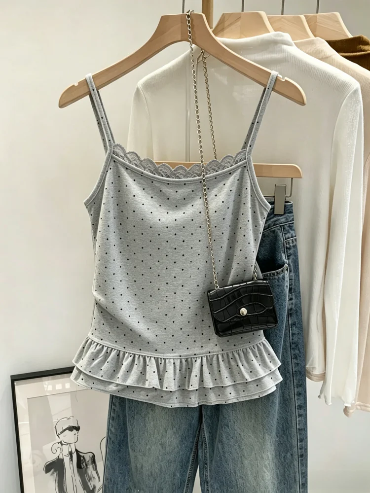 

Summer 2026 New Style Women's Lace Strap Vest plus Size Slim Fit Innerwear Outerwear Base Layer Sweet Spicy Top