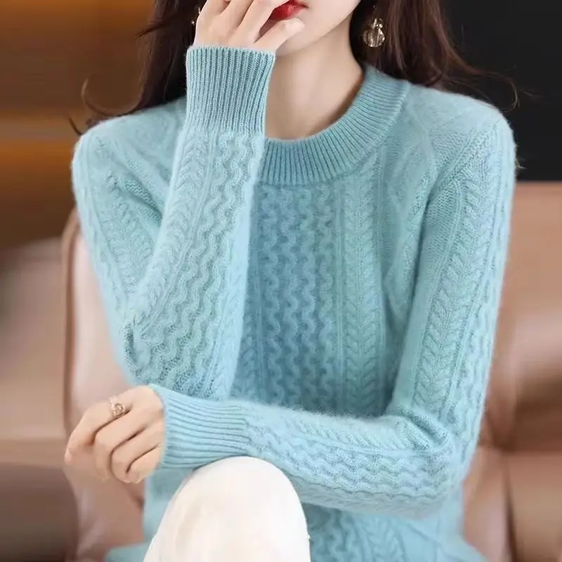 

Korean Women Loose Pullover Sweater 2025 New Autumn Winter Casual Female Knitwear Ladies Round Neck Long Sleeves Knit Jumper