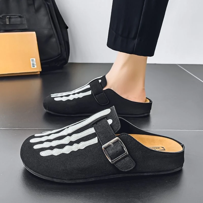 Men's Thick Sole Cork Slippers 2026 Summer Closed Toe One Step Slides Open Back Clogs Quick Drying Casual Sandals