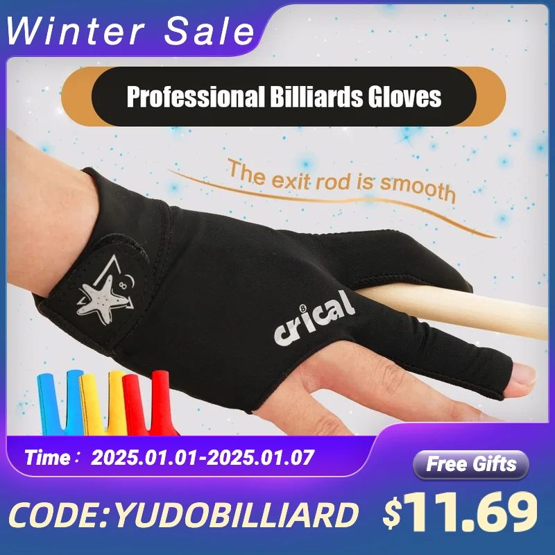 CRICAL 3 Fingers Billiard Glove Comfortable Lycra Snooker Cue Gloves Right Hand & Left Hand Billiard Training Gloves Accessories