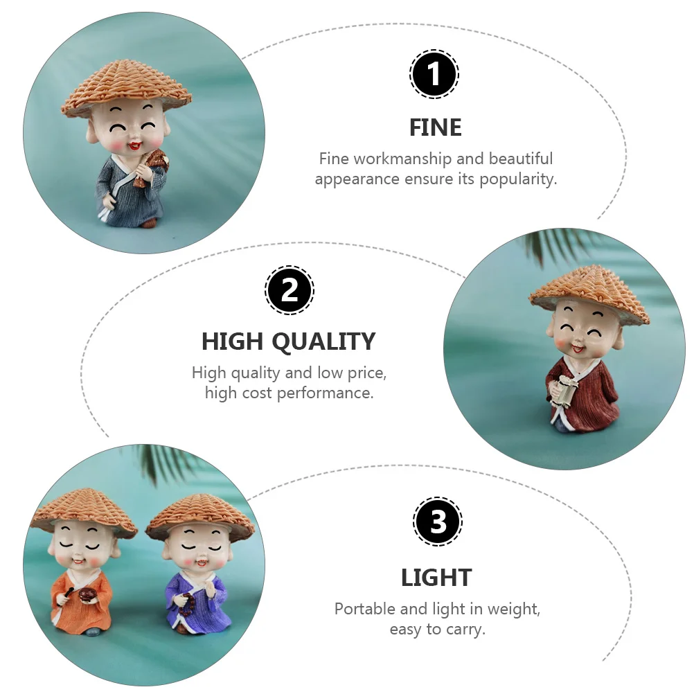 1 مجموعة تماثل صمغي مجموعة من 4 يصعب ارتداؤها بوذا الحلي سطح المكتب الديكور للمنزل مكتب الرهبان تمثال حلية #4