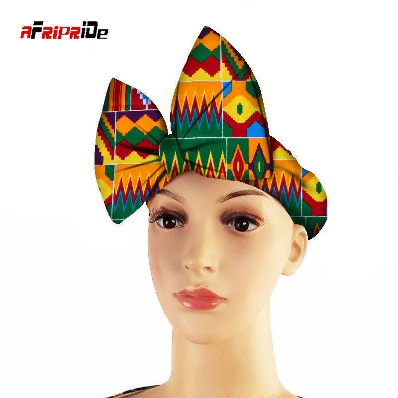 Afripride New Fashion Headbands for Women Girls African Batik Print Headbands Bownot Print Fabric Big Bow Hairbands WYA013