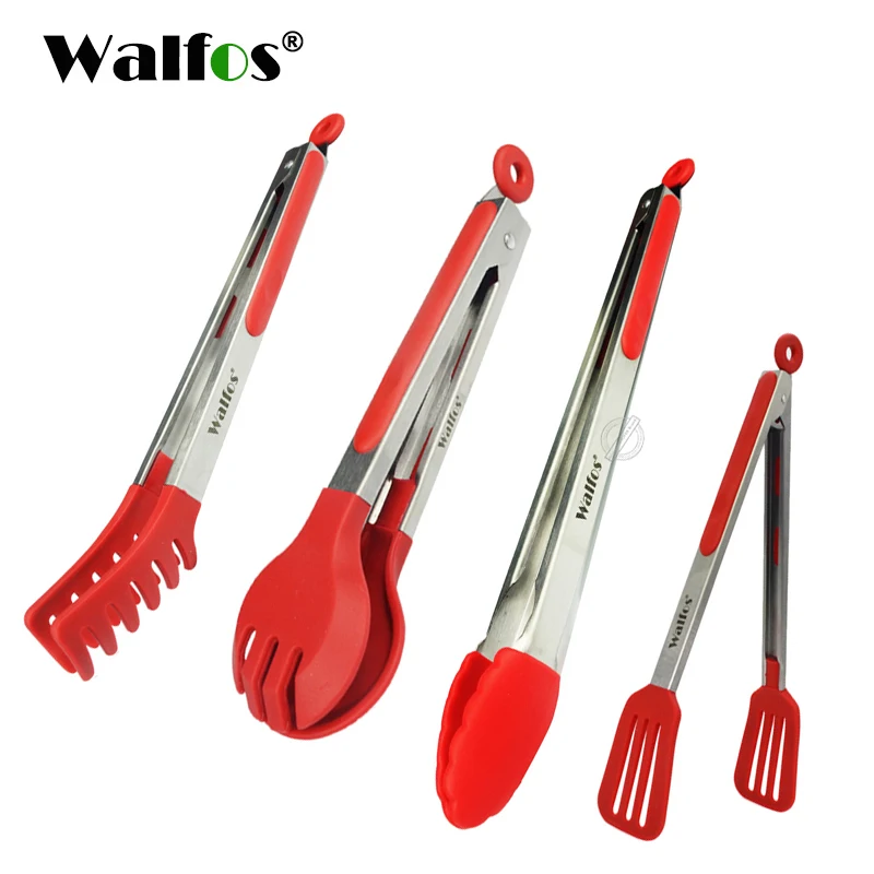 WALFOS – pinces alimentaires en Silicone 100%, qualité alimentaire, pince de cuisine, ustensile pince de cuisine, accessoires de service de salade,