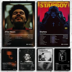 Pop Rap Music Album Cover The Weeknd Poster Aesthetic Rapper Hip Hop Rock After Hours Starboy Canvas Print Wall Art Room Decor