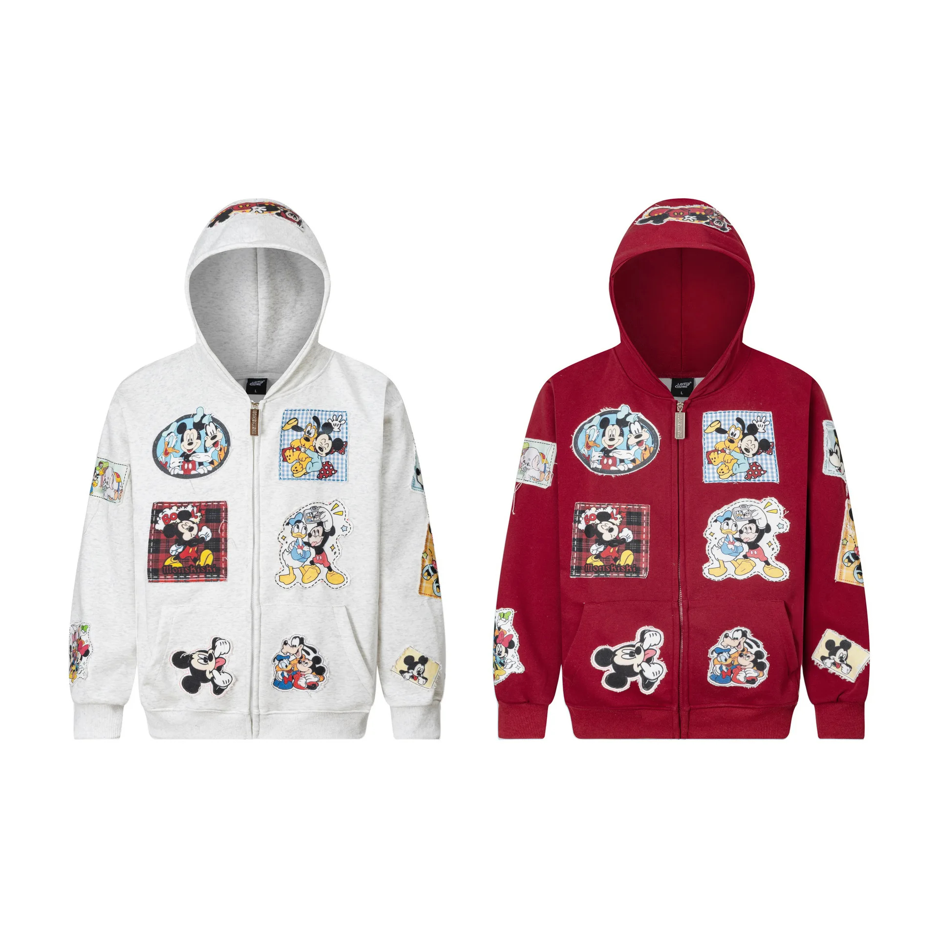 Retro Cartoon Patchwork Embroidered Hooded Cardigan Sweatshirt for Men and Women 2025 Autumn Loose Casual Versatile Jacket