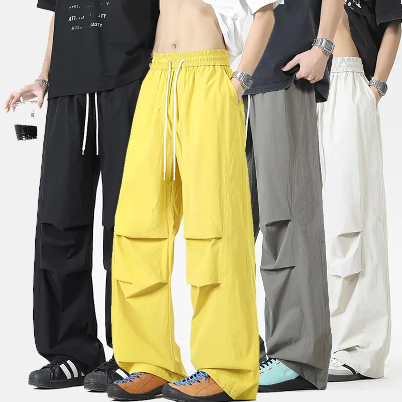 

Мужские уличные брюки карго с множеством карманов, американский уличный стиль, свободный крой, дышащие, Y2K, для походов, кемпинга, повседневные, модные