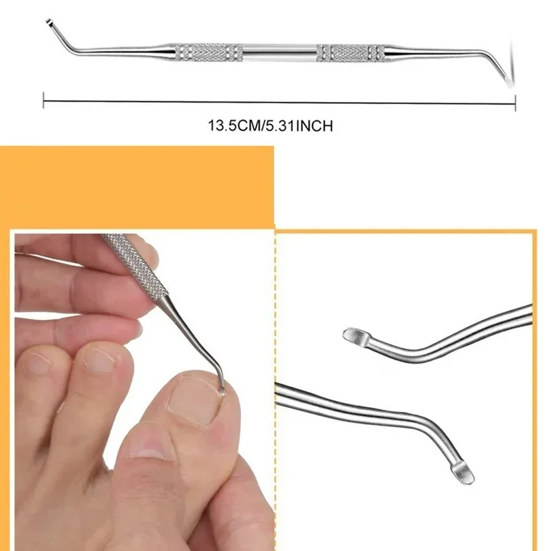 خطاف عناية بالأظافر من إصبع القدم الناضج ، ملف قدم مزدوج ، رافع تصحيح ، مانيكير وباديكير ، تنظيف أظافر القدم ، 1 روض