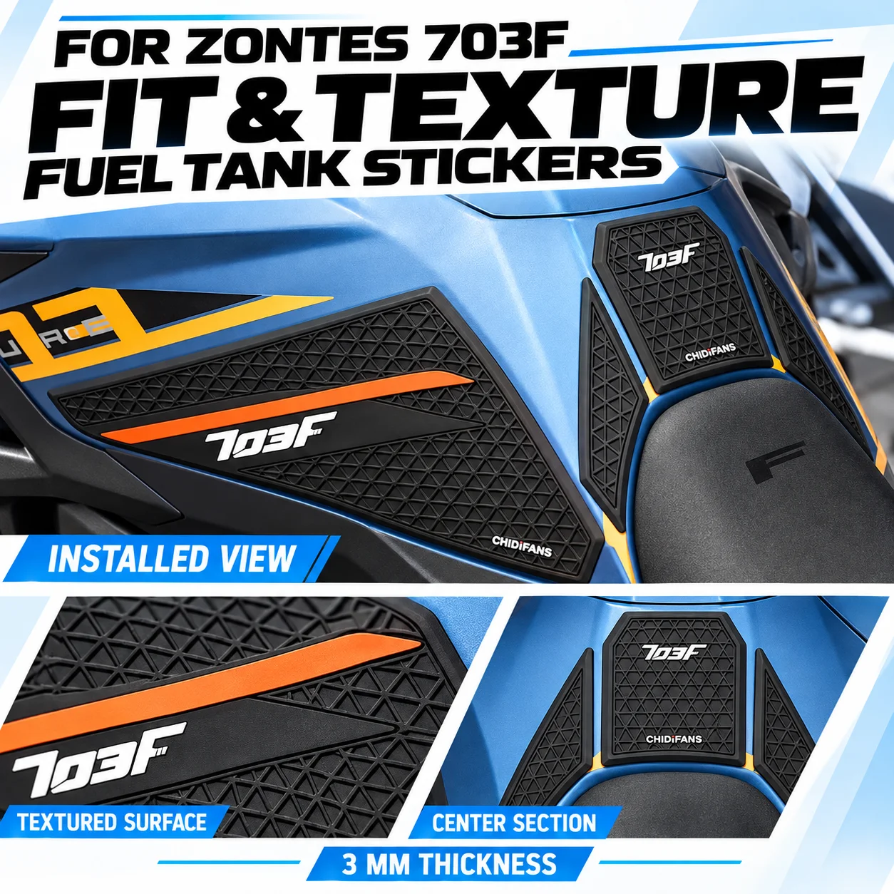 For ZONTES 703F 2024-2026 Tank Pad Anti-collision Sticker Body Decal