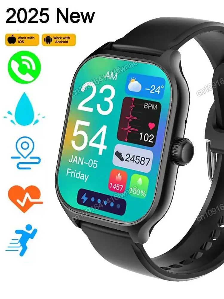 Montre intelligente extérieure hommes femmes 2.01 ''écran HD fréquence cardiaque Bluetooth appels GPS piste étanche Mode sport bricolage cadran Smartwatch