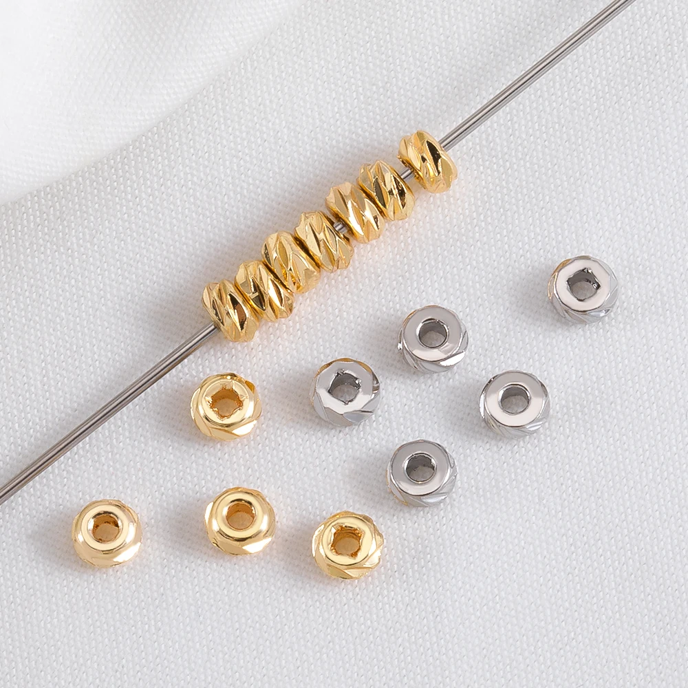 10Pcs 20Pcs 18K Gold Plated Laser Cut Wheel Spacer Beads Metal Loose Beads For DIY Bracelet Necklace Jewelry Making Accessories
