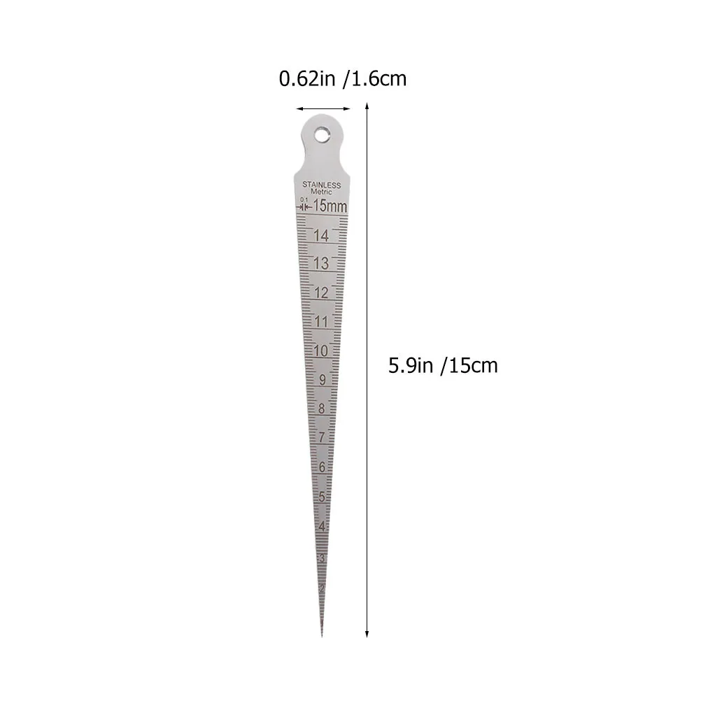 เครื่องมือวัดงานเชื่อมแบบเทเปอร์ เมตริก 0-15 มม. สีเงิน แบบบาง ตัวเลขชัดเจน อ่านง่าย