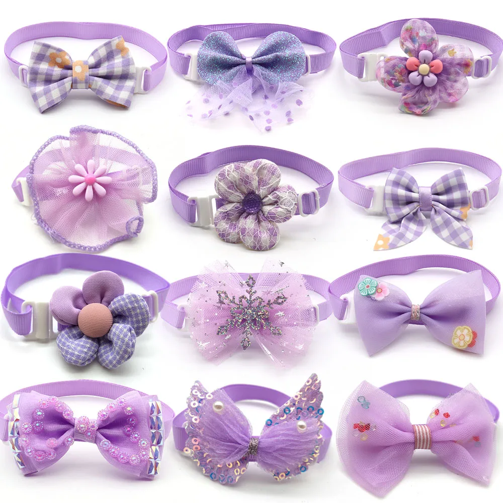 

50/100 Pcs Pet Accessories Dogs Colorful Bow Tie Necktie for Dogs Pet Grooming Cute Pink Purple Flower Bowties Dog Accessories