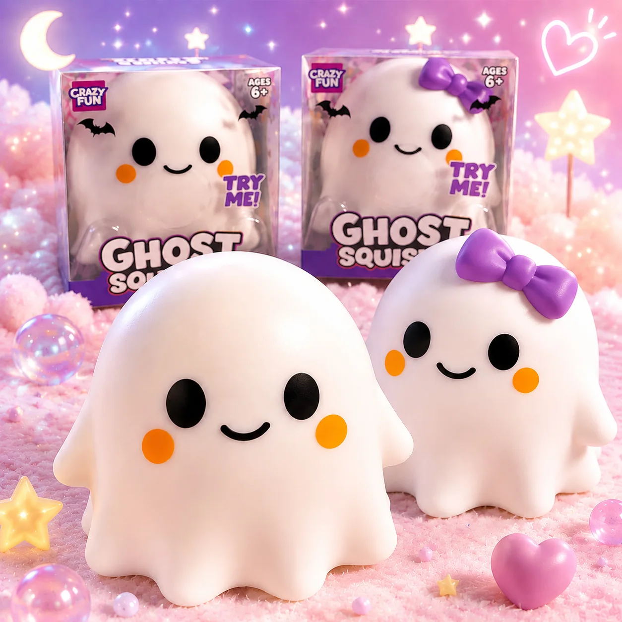 Large Halloween style Ghost Pinch Pumpkin Head Pinch Flour Filler Large Stress Relieving and Ventilating Toy