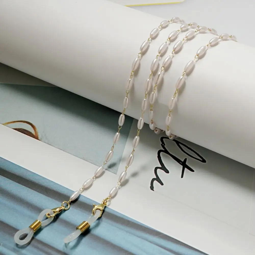 Beads Pearl Glasses Chain Anti-Lost Neck Strap Eyeglass Holder Necklace Hanging Neck Heart Eyeglass Chain Holder Outdoor Use