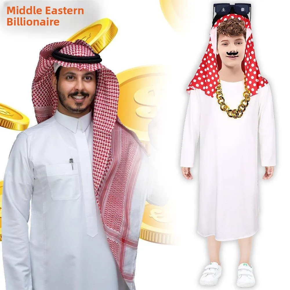 Erwachsene Arabische Dubai eik Lange Robe Halloween Kostüm Lustige Geburtstag Par Tragen Ungemarke Ethnische Bühne Kostüm Damen Faion
