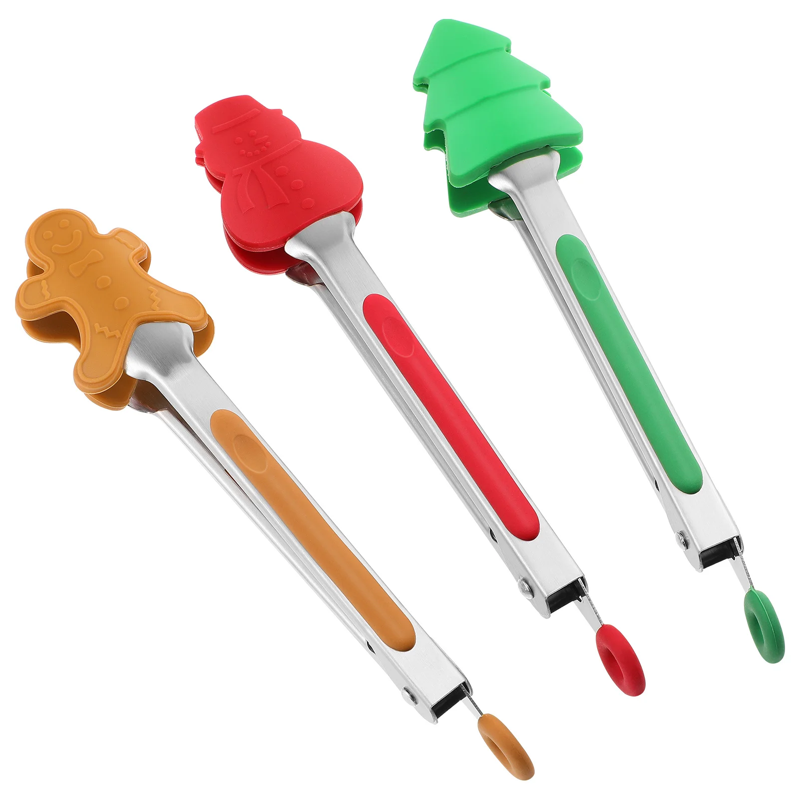

3pcs Stainless Steel Food Tongs Silicone Tips Non-Slip Grip For Bbq Camping Cooking Grilling Outdoor Kitchen Essentials Portable