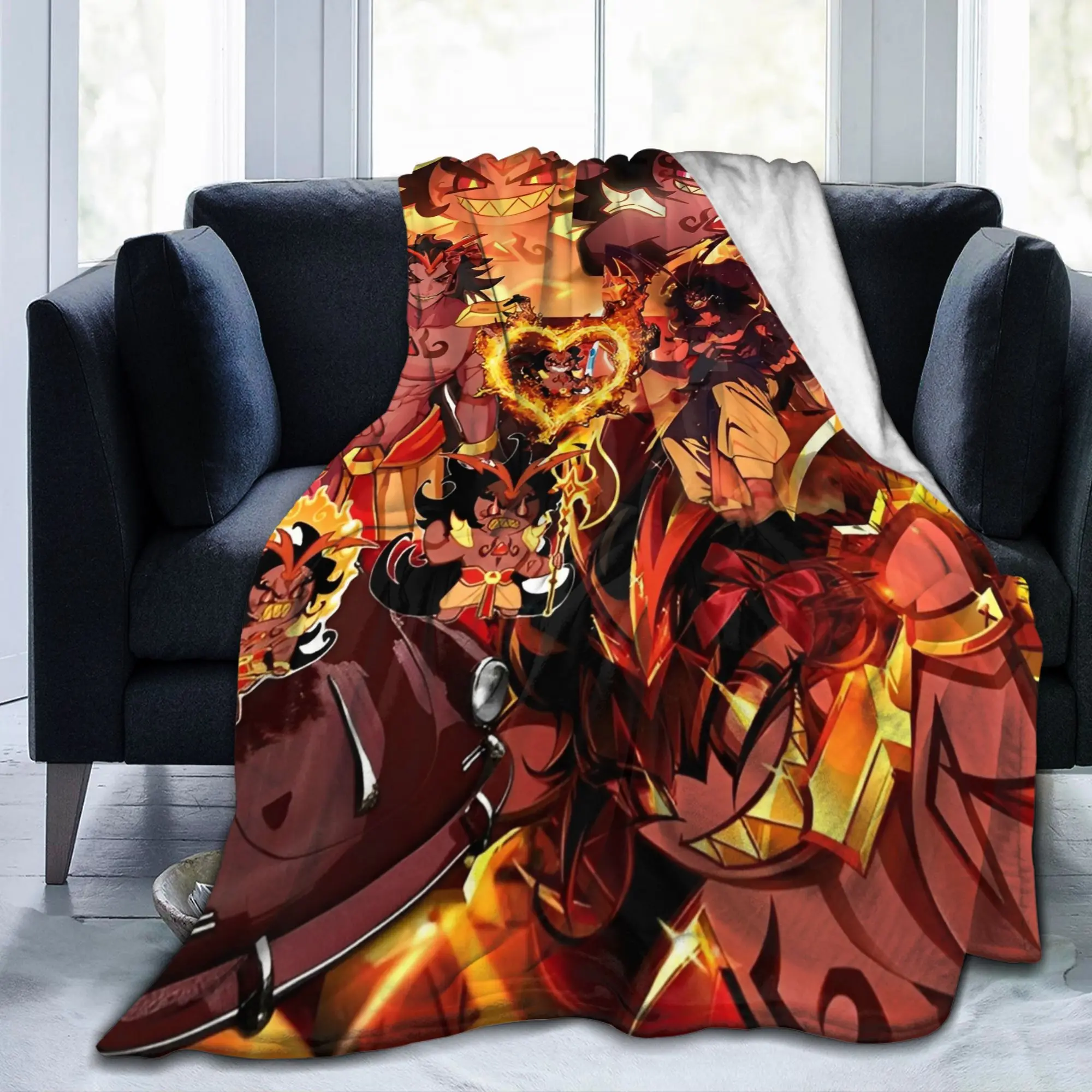Cookie Run Kingdom Burning Spice Cookie Blankets Fleece  Lightweight Throw Blanket for Outdoor Travel Quilt Multi-function