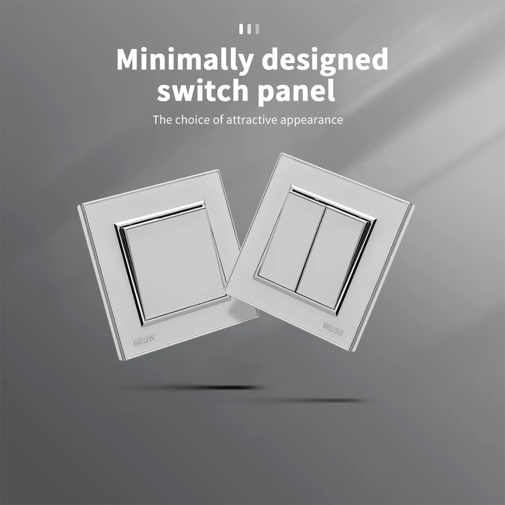 الأبيض الجدار الروك التبديل تشغيل/إيقاف 16A التيار المتناوب 250 فولت الاكريليك لوحة لهب 2 عصابة 1 طريقة الاتحاد الأوروبي القياسية الكلاسيكية زر مفتاح الإضاءة #2